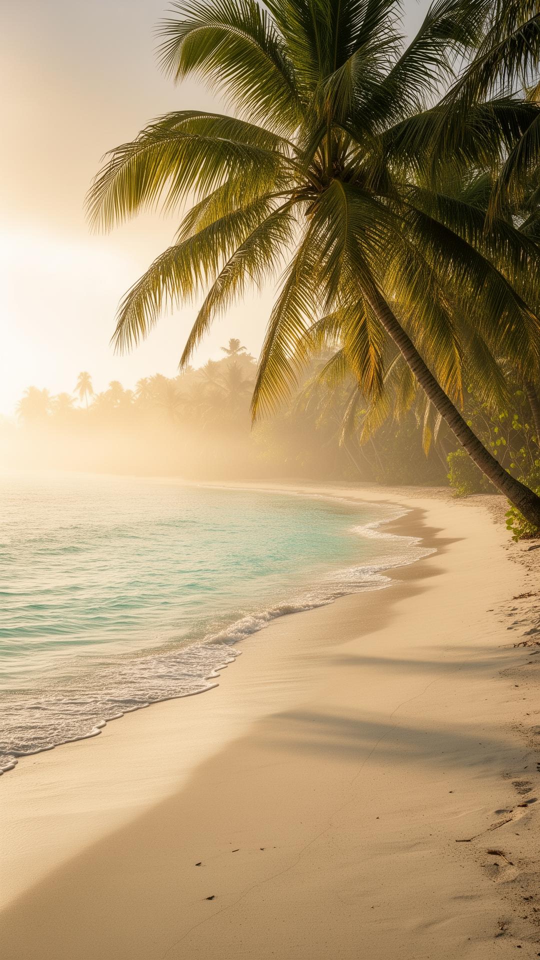 Soft Caribbean shoreline at golden hour in Puerto Plata
